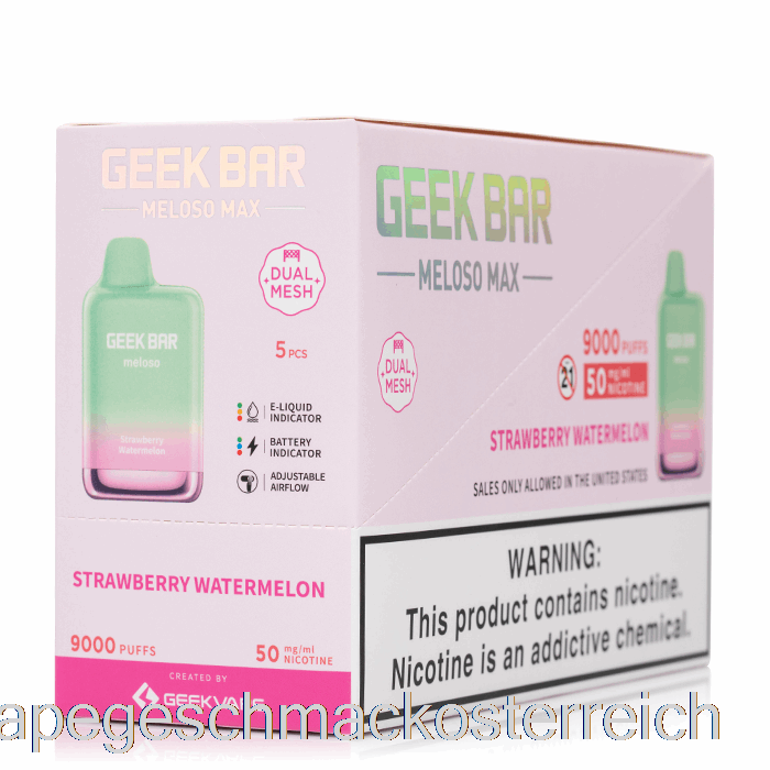 [5er-Pack] Geek Bar Meloso Max 9000 Einweg-Vape-Geschmack